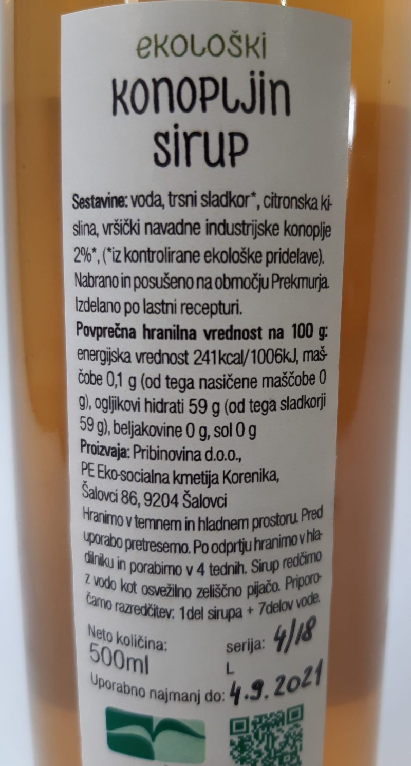 EKO KONOPLJIN SIRUP 0,5L - Image 2